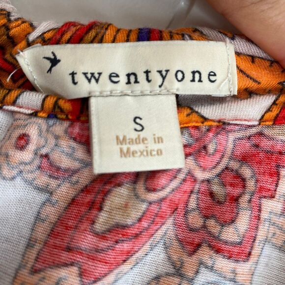 Twentyone Boho Paisley Halter Top | Red Orange Floral Print Summer Dress Size S - Picture 3 of 4